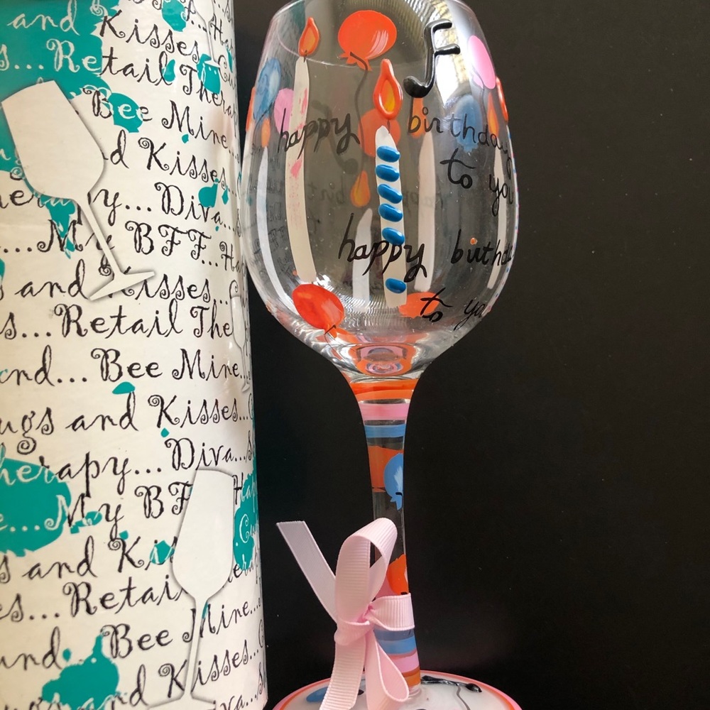 Delish Happy Birthday Hand Painted Wine Glass - Picture 12 of 12